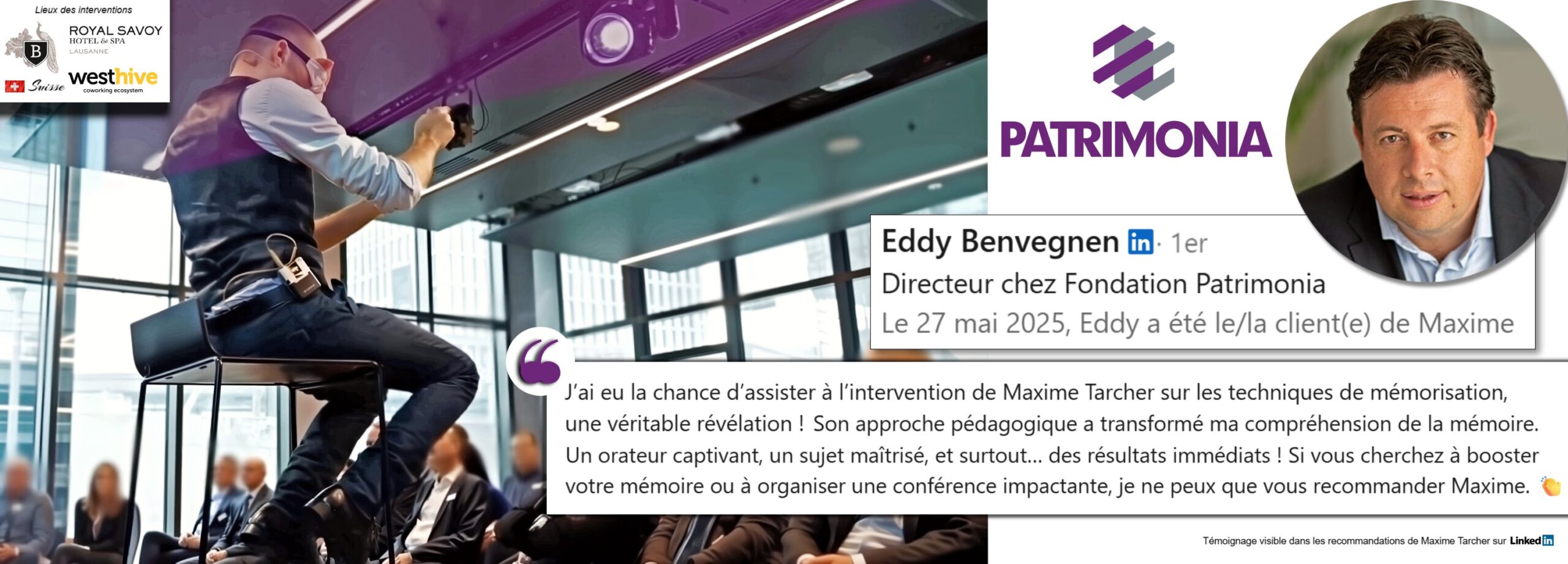 Eddy BENVEGNEN - FONDATION PATRIMONIA Maxime tarcher psychologue conférencier mémoire angoisse
